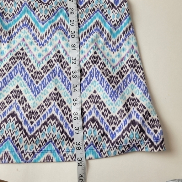 PRANA Amaya Dress Empire Waist Zig Zag Blue L - Picture 10 of 11